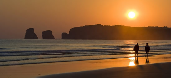 Puesta del sol de la tarde, Hendaya, SW Francia