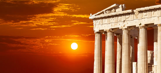 Puesta de sol en el templo del Partenón, Atenas